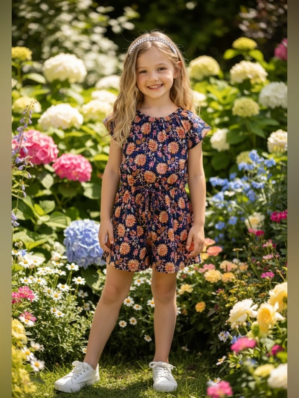 Gap Girls Navy Floral Tiered Dress Size 4T